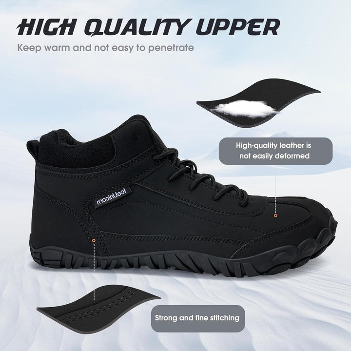 IceUnicorn Barfussschuhe Winter Warm Gefüttert Winterstiefel Winterschuhe Damen Herren 39 EU Leder S
