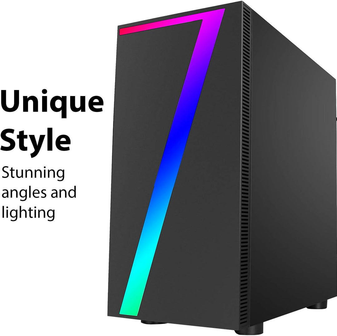 CiT Seven MATX RGB PC Gaming-Gehäuse, Micro-ATX und Mini-ITX-Unterstützung | Schwarz