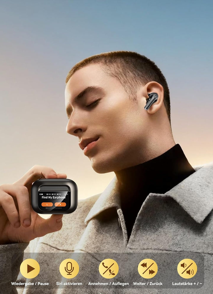ZZU Kabellose Bluetooth Kopfhörer mit Smart Touchscreen, 48 Std. Laufzeit, Bluetooth 5.4 In-Ear Ohrh