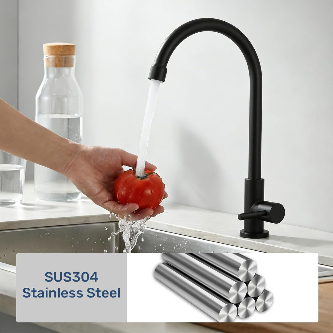 BONADE Wasserhahn Küche Schwarz, 360°Drehung Einhand Hochdruck Kaltwasserhahn Küche, küchenarmatur s