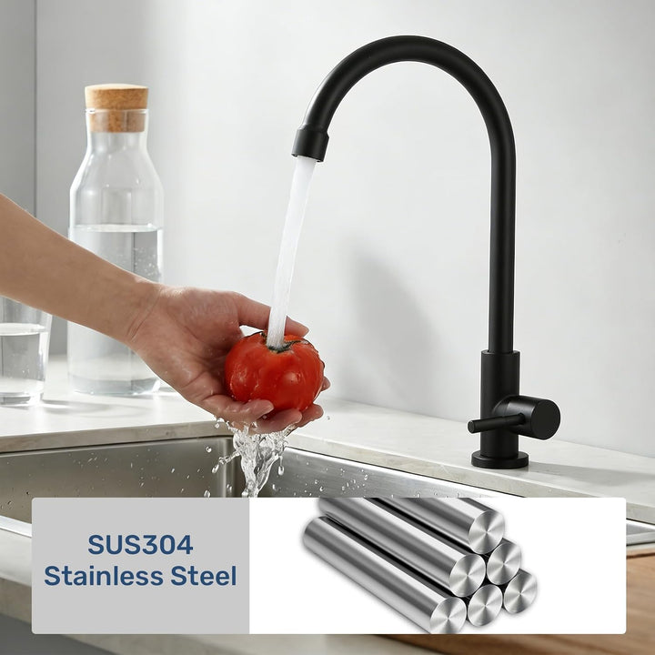 BONADE Wasserhahn Küche Schwarz, 360°Drehung Einhand Hochdruck Kaltwasserhahn Küche, küchenarmatur s