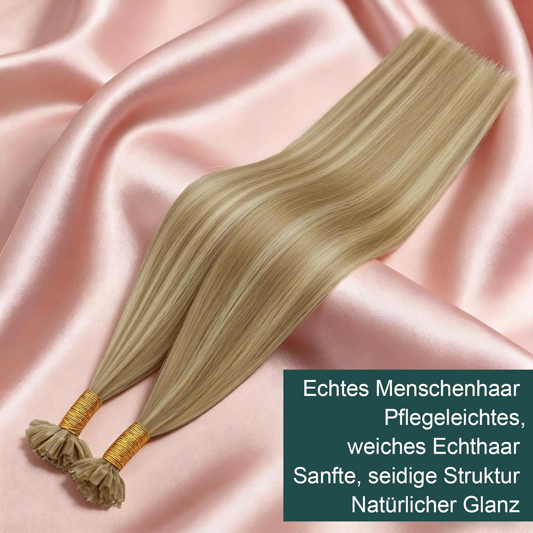Easyouth Extensions Echthaar Bondings Blond Echthaar Bonding Extensions Haarverlängerungen Aschblond