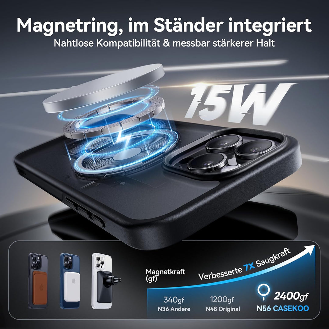 CASEKOO 360° MagicStand (Pro-Version) für iPhone 14 Pro Hülle für MagSafe [Unsichtbarer Ständer] [Mi