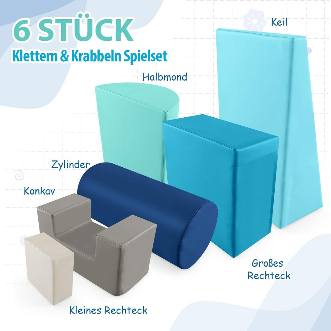 COSTWAY 6 STK. Schaumstoffbausteine, Riesenbausteine zum Toben und Klettern, Softbausteine aus Schau