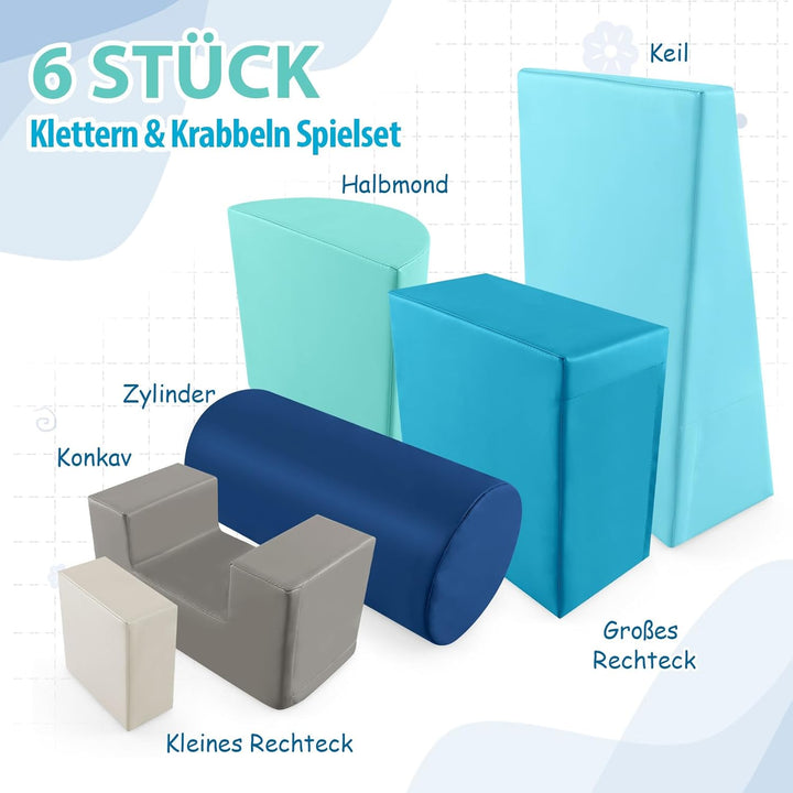 COSTWAY 6 STK. Schaumstoffbausteine, Riesenbausteine zum Toben und Klettern, Softbausteine aus Schau