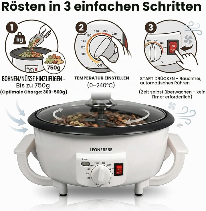 Home Kaffeeröster, Haushalt Elektrischer Kaffeebohne Baker Nuss Erdnuss Cashew Kastanien Röstmaschin