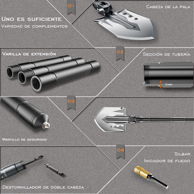 YANTOO Camping Multifunktional-Klappschaufel, abnehmbare tragbare Spaten Kit, Schaufel für Camping,