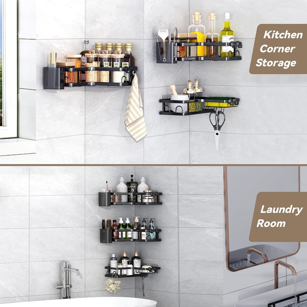 ZVZM Duschablage Ohne Bohren Ecke, Badezimmer Organizer 5 Stück, Shampoo Halterung für Dusche, Dusch