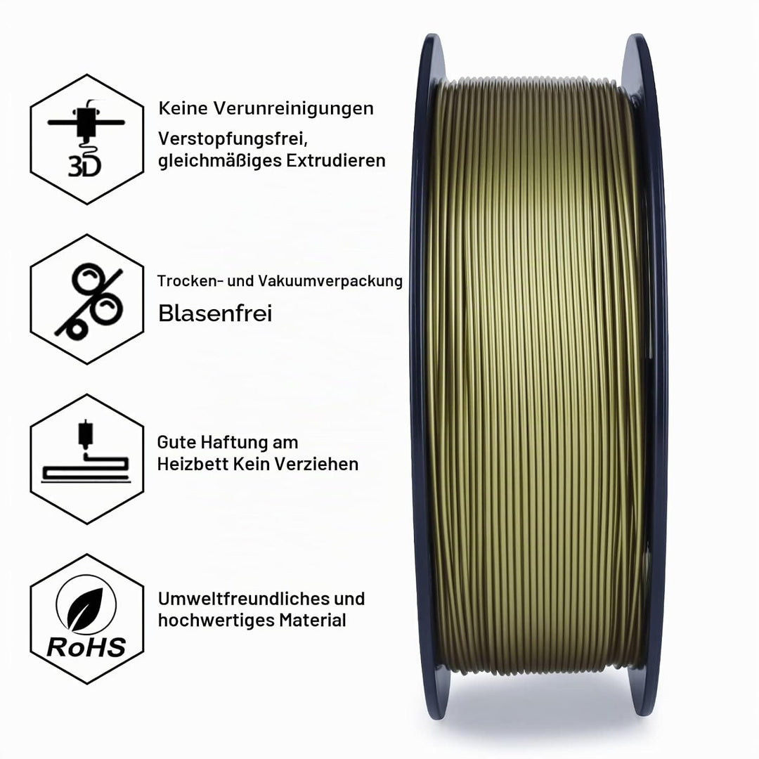 ZIRO 3D Drucker Filament PLA PRO Metall Series 1.75mm 1KG(2.2lbs), Dimensional Accuracy +/- 0.03mm,