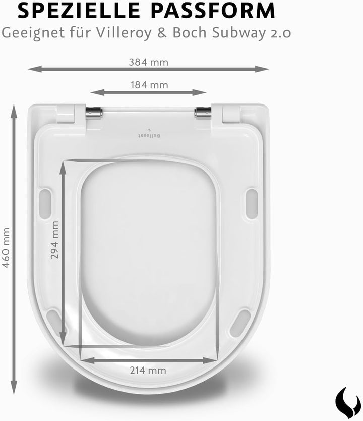 Bullseat Toilettendeckel – passend für Villeroy & Boch Subway 2.0 | Wc Sitz mit Softclose und abnehm