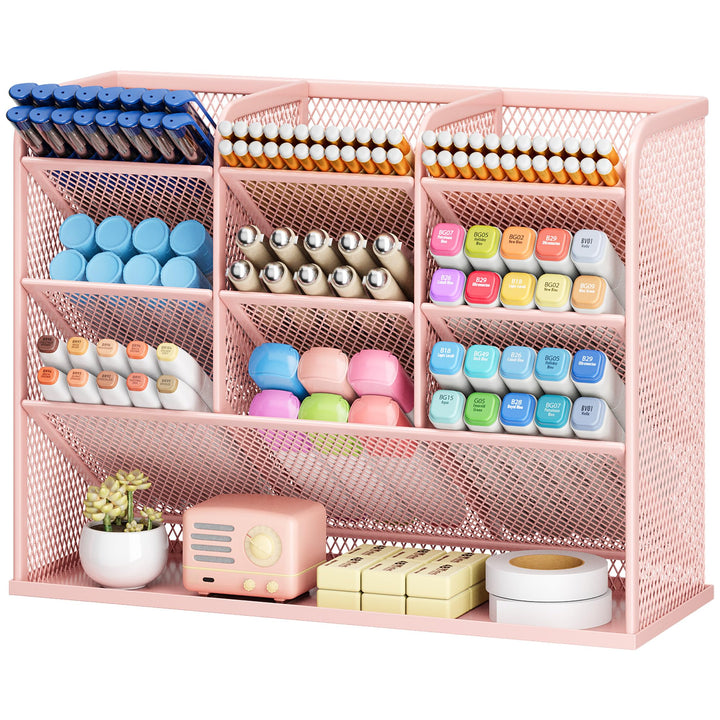 VITVITI Schreibtisch Organizer, 9 Fächer Stiftehalter, Netz Stifte Regal aus Metall, Stiftehalter Sc