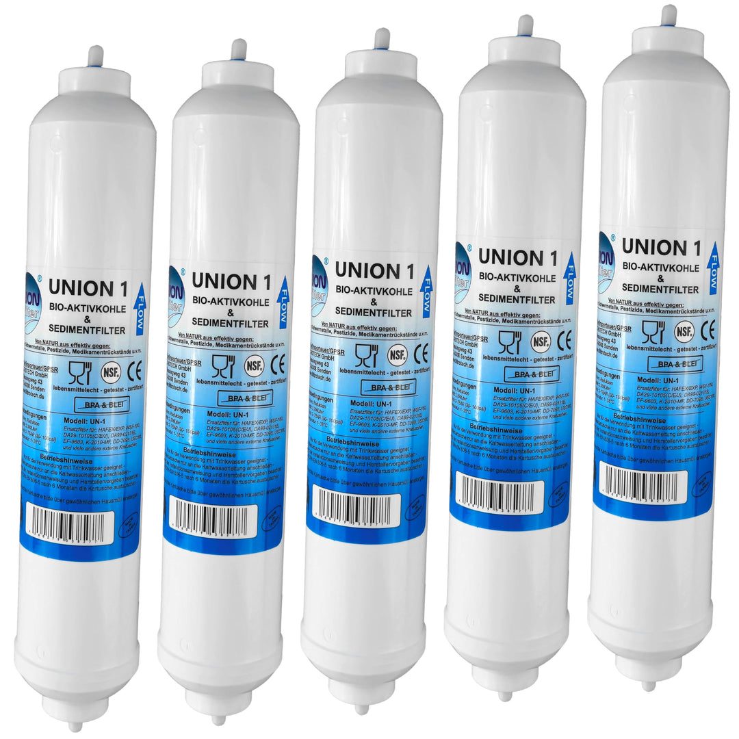 UN-5. 5er Pack UNION Kühlschrankfilter für Kühlschrank Samsung, AEG, LG, Side by Side. Wasserfilter