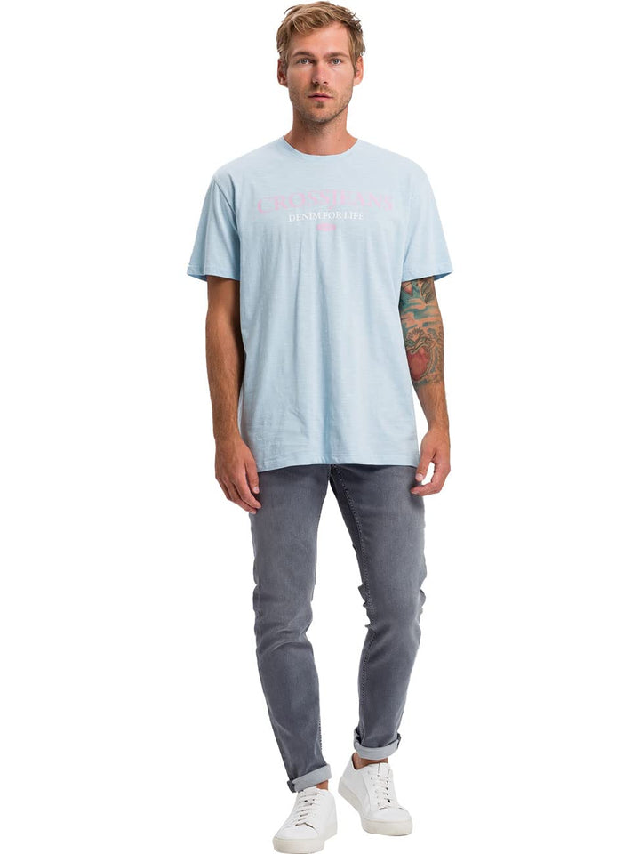 Cross Jeans Herren Jeans Jimi - Slim Tapered Fit - Grau - Light Grey W 28-W38 Hellgrau 022 29W / 30L