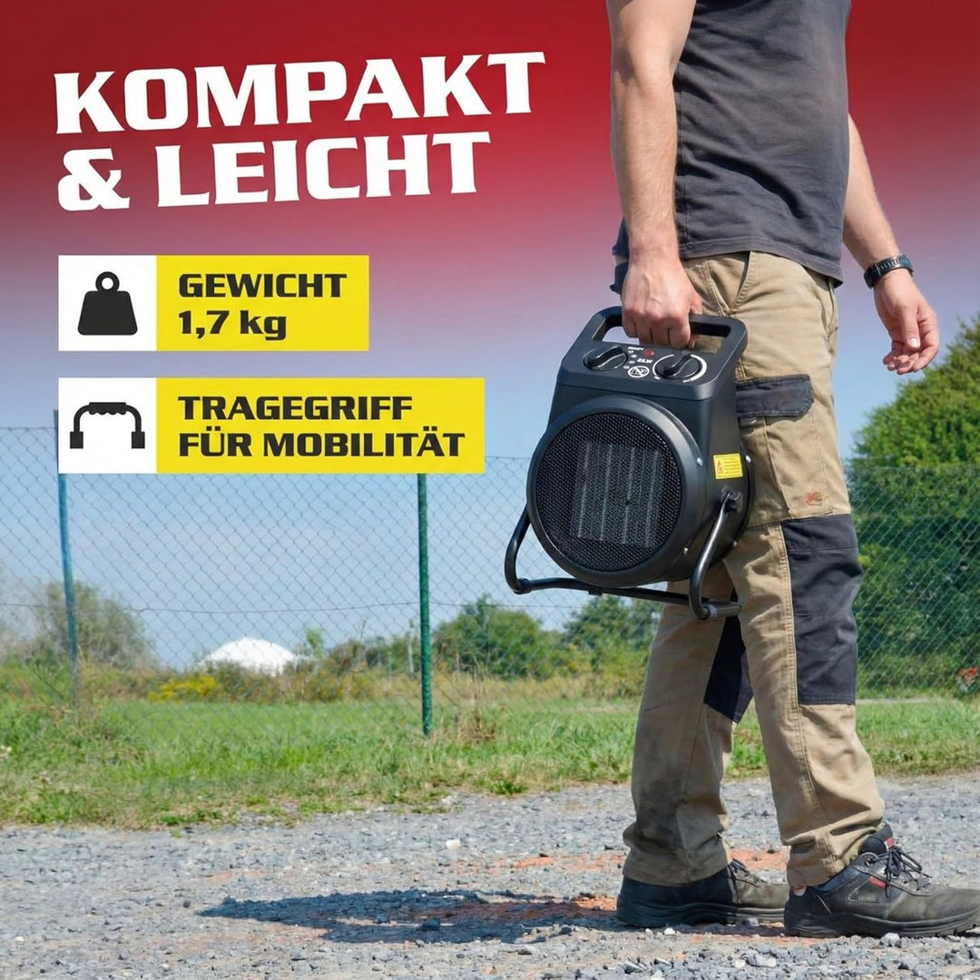 HECHT Keramik Heizstrahler (NEU) – Tragbare Heizer mit 2000W oder 3000 Watt – Thermostat – Überhitzu