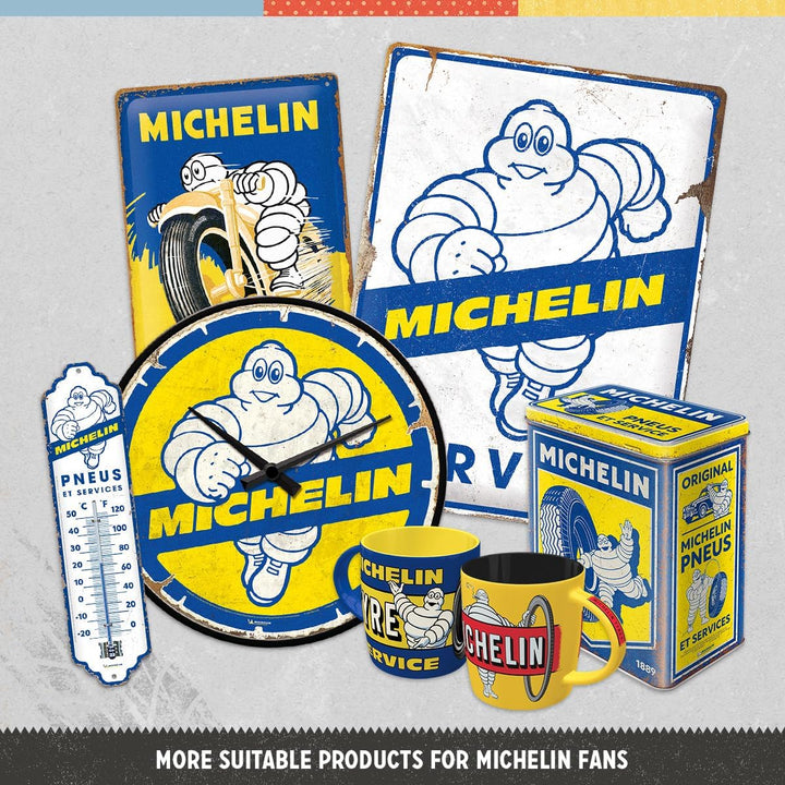 Nostalgic-Art Retro Wanduhr, Ø 31 cm, Michelin – Bibendum 80s – Geschenk-Idee für Motor-Fans, Origin