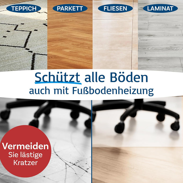 Floordirekt Bodenschutzmatte für Hartböden - Neo - halbtransparente Bürostuhlunterlage Bodenmatte St
