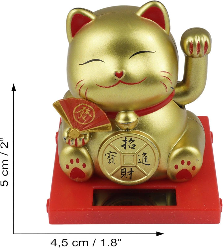 Freak Scene Glückskatze Mini Maneki-Neko Medaille Solar 5cm Winkekatze Lucky cat Set, Set