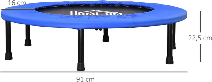HOMCOM Fitness Trampolin Ø91 cm Mini Trampoline mit rutschfesten Füssen Trampolin 100kg Belastbar fü