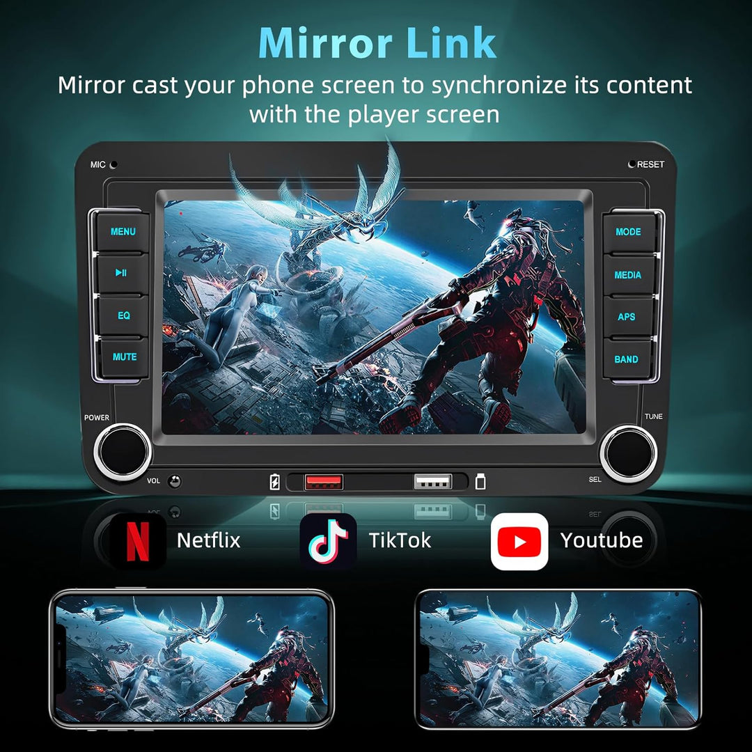 Bluetooth Autoradio mit Wireless CarPlay & Android Auto,für VW Golf 5/6,Passat,Skoda,Polo,T5,Jetta,T