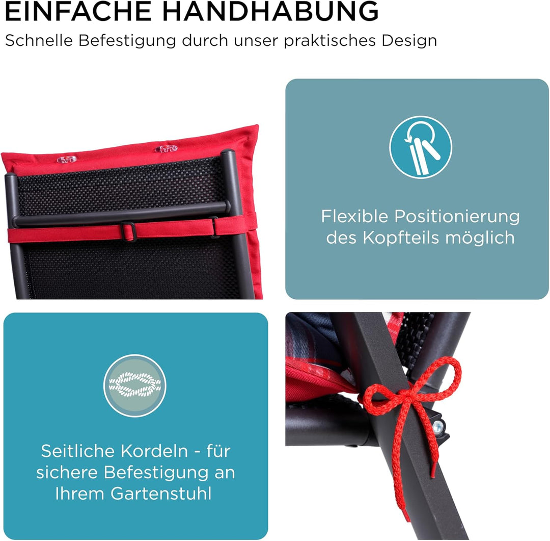 gardisun Gartenstuhlauflagen Hochlehner mit Kopfteil I Extra Dicke Sitzauflagen I Made in Europe I P