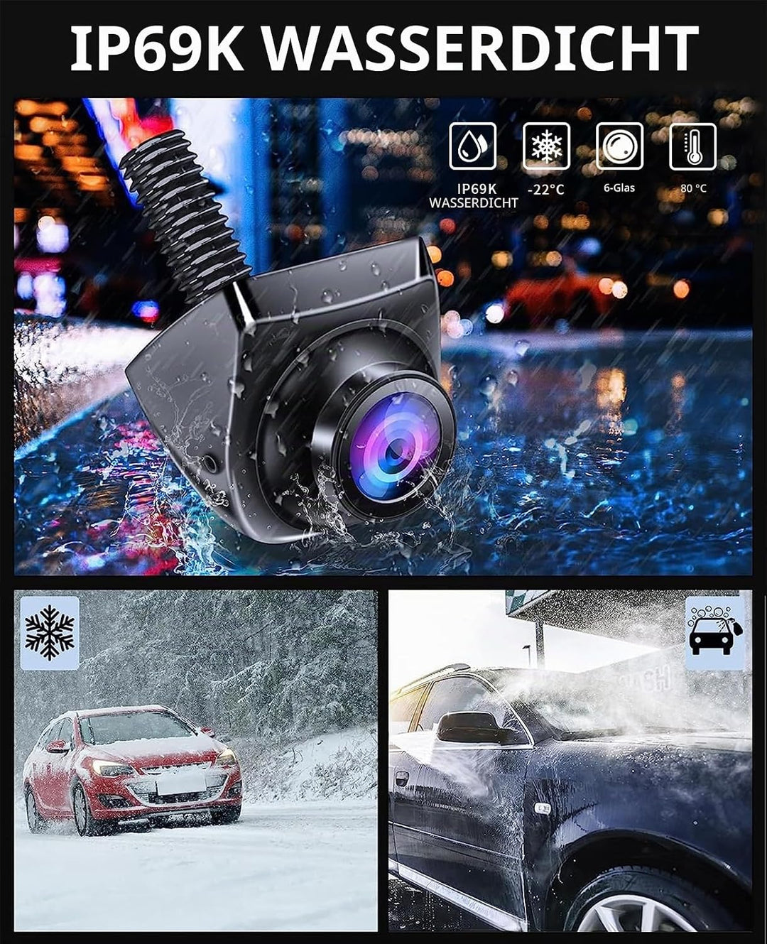 OBEST Rückfahrkamera Auto Set 1080P mit LCD Monitor Bildschirm, Nachtsicht Parkplatzkamera IP69 Wass