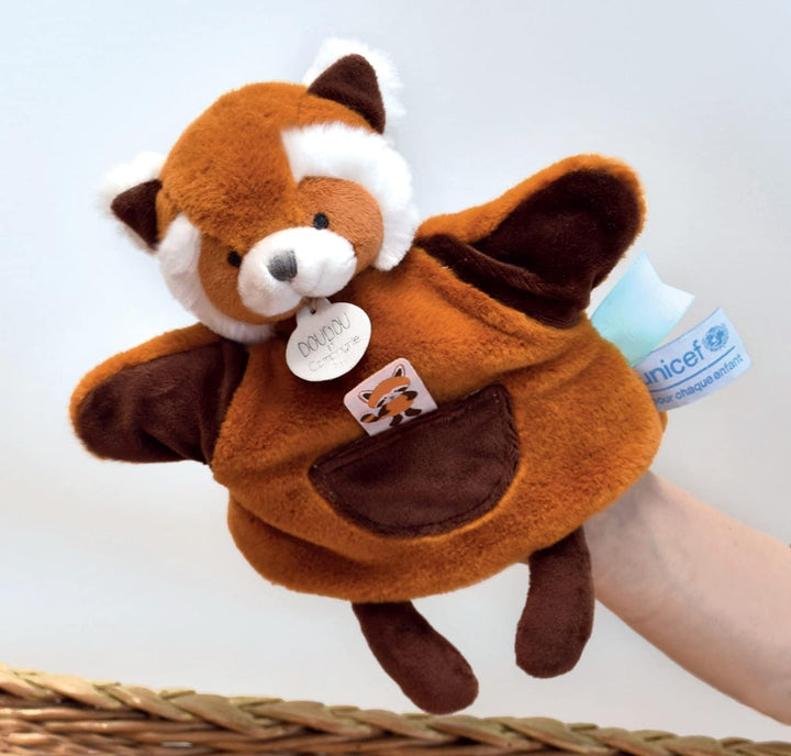 Doudou et Compagnie - Unicef DC3988 Kuschelpuppe – Panda rot – 25 cm – schöne Geschenkbox – Baby & M