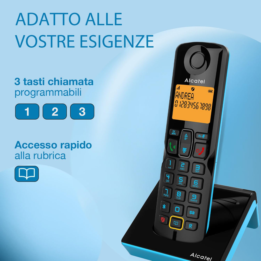 Alcatel S280 Schwarz und Blau, Freisprecheinrichtung, Anrufsperre, Telefonbuch mit 50 Namen und Numm