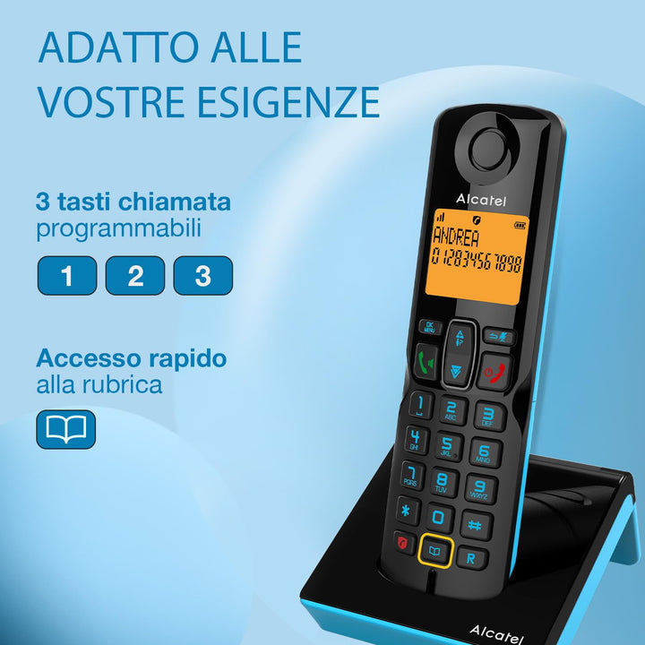 Alcatel S280 Schwarz und Blau, Freisprecheinrichtung, Anrufsperre, Telefonbuch mit 50 Namen und Numm