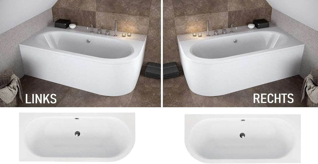 BADLAND Original Badewanne 170x75 cm Links Acryl KOMPLET KOMPLETTSET SET Schürze Siphon Wanne Eckwan