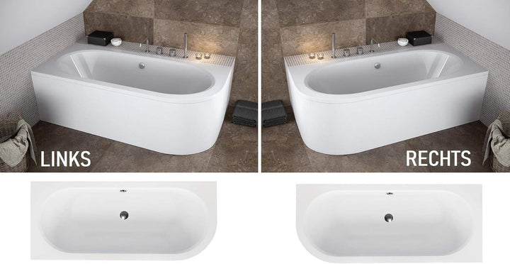 BADLAND Original Badewanne 170x75 cm Links Acryl KOMPLET KOMPLETTSET SET Schürze Siphon Wanne Eckwan