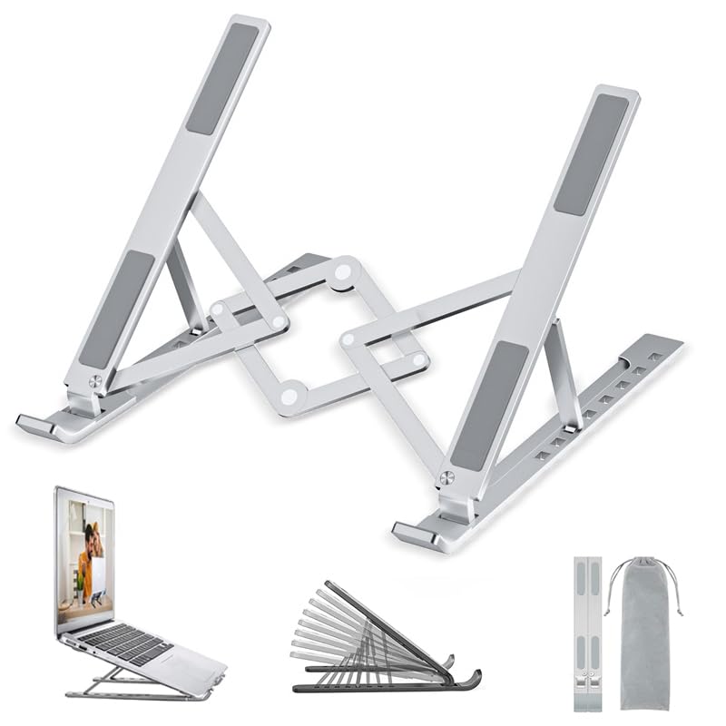OUGEP Laptop Ständer, Faltbar Höhenverstellbar Laptopständer Tragbarer Notebook Ständer, Kompatibel