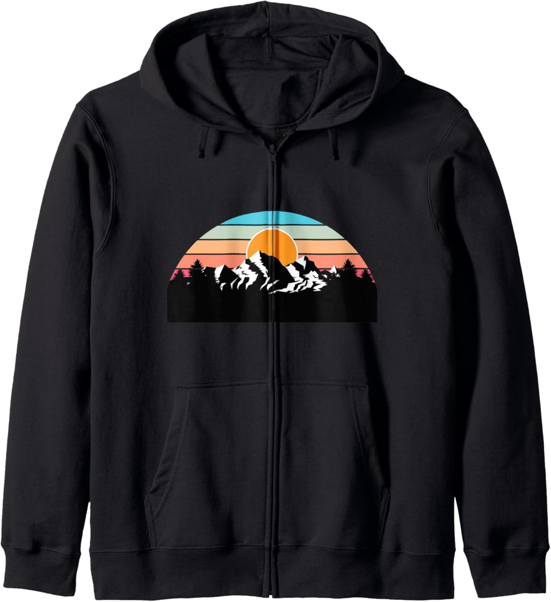 Schnee Berge Retro Sonnenuntergang Alpine Skifahren Kapuzenjacke