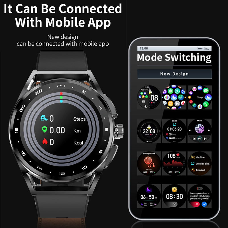 Smartwatch Herren mit Telefonfunktion, 2022 1,32" HD Voll Touchscreen Armbanduhr Herren Smartwatch m