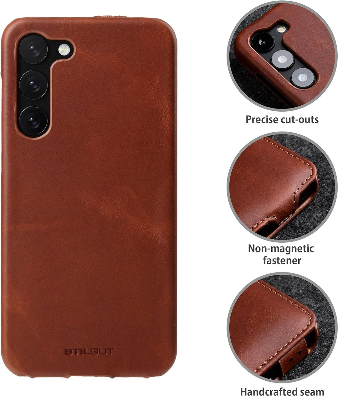 STILGUT UltraSlim kompatibel mit Samsung Galaxy S23 Plus Hülle - Samsung S23 Plus Flip Case aus Lede