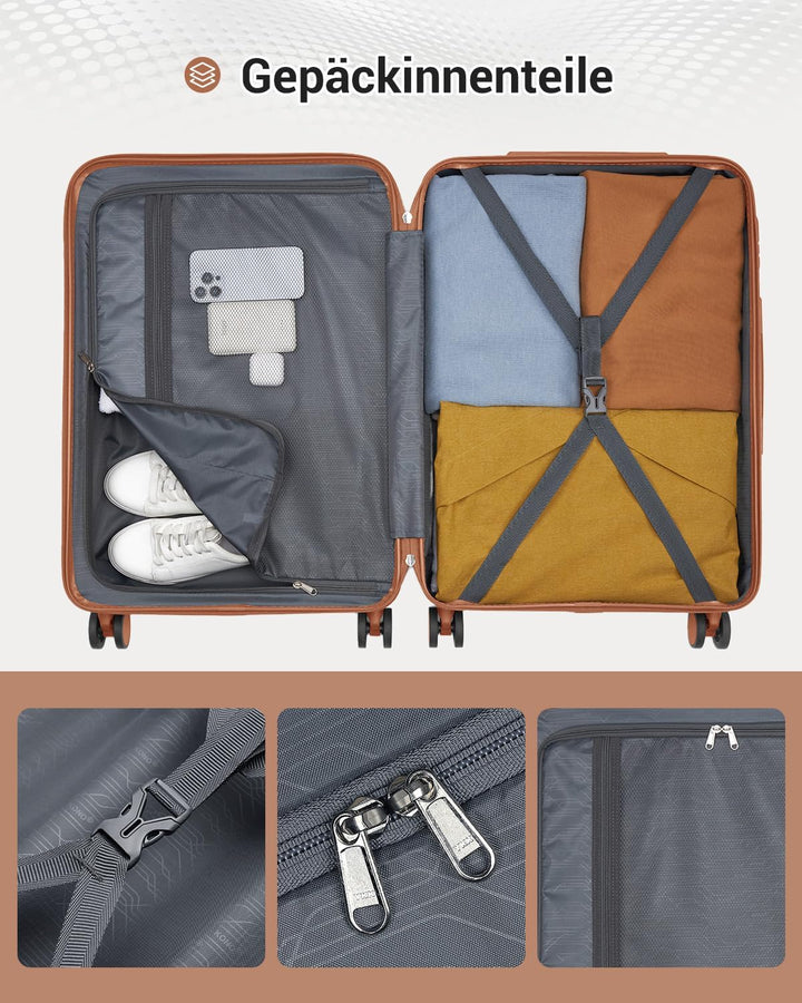 KONO Hartschalenkoffer 66.5x45.5x25cm, 61L Mittelgross Koffer für Business und Kurzreise für Paare,
