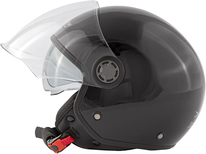 Jethelm Roller Motorrad Helm Zugelassen ECE2205 Lange Klares Visier Sonnenblende 53-54 cm ( XS) Schw