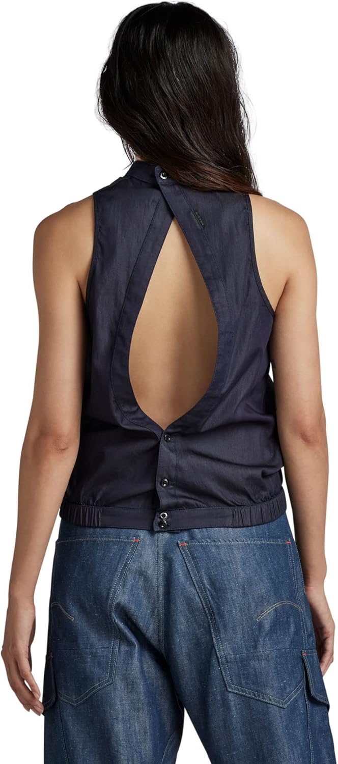G-STAR RAW Damen Open Back Top Shirts S Blau (Rinsed D23253-c907-082), S Blau (Rinsed D23253-c907-08