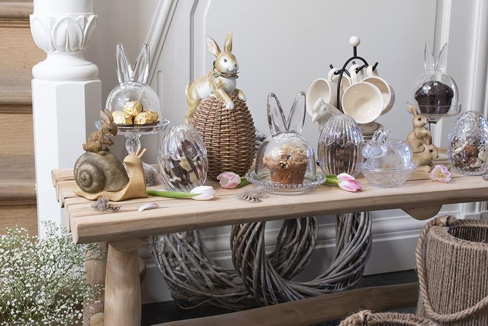 Clayre & Eef Glocke Kaninchen Ø 14x16 cm Glas Glasglocke