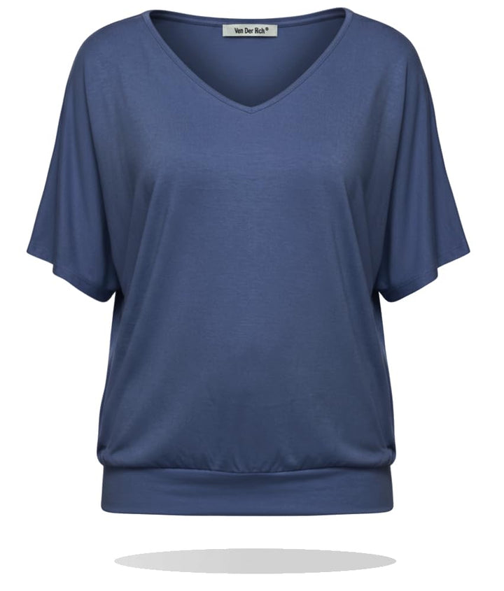 Van Der Rich ® - T-Shirt Raffinierte Einfachheit T-Shirt Einfarbig - Damen M Indigo 1, M Indigo 1