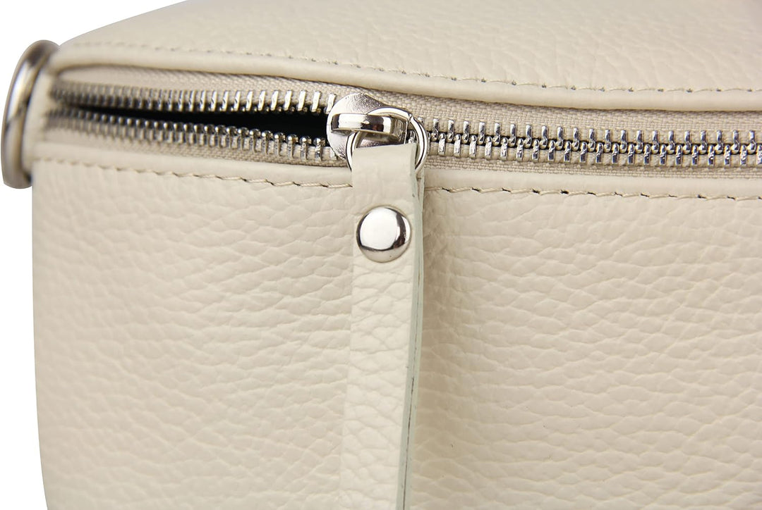 Frentree® Damen Echtleder Umhängetasche, Made in Italy, Crossbody Tasche Schultertasche mit silberne