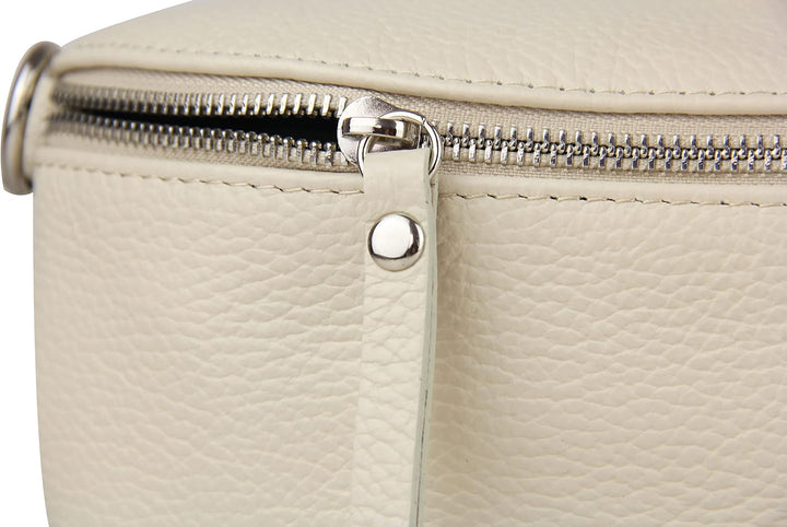 Frentree® Damen Echtleder Umhängetasche, Made in Italy, Crossbody Tasche Schultertasche mit silberne