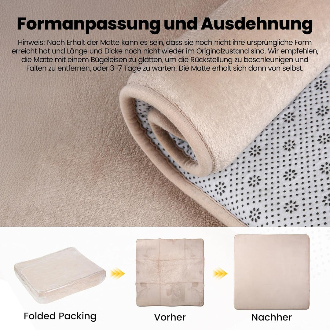Krabbelmatte Baby 150×180cm, 3cm Dicke Schaumstoff Spielmatte, Ultraweiche Stütze und Plüschiges Gef