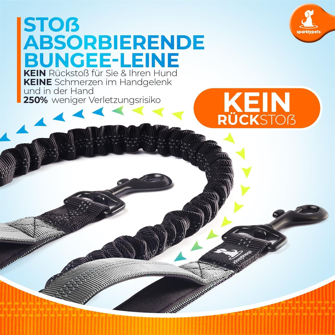 Joggingleine für Hunde zum Laufen, Joggen, Wandern | 2 in 1 Joggingleine und Normale Hundeleine für