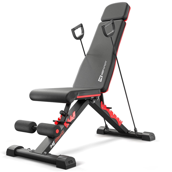 Hop-Sport Hantelbank HS-2080HB, Hantelbank klappbar & stabil, multifunktionale Trainingsbank mit Exp