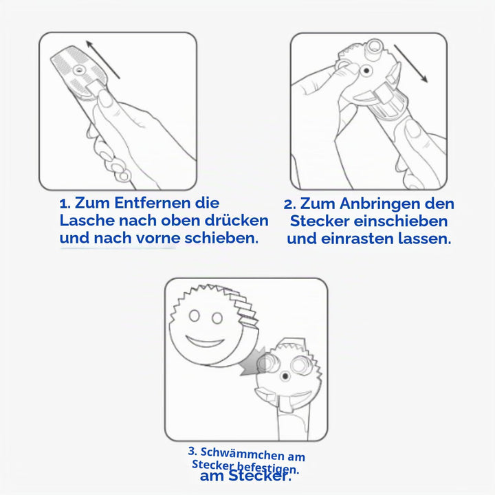 Scrub Daddy Dish Daddy Spülschwamm mit Spülmittelspender, Nachfüllköpfe, Schwamm und Anschlusskopf