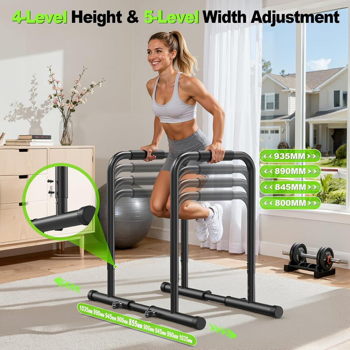 Dskeuzeew Dip Bars Einstellbare Dip Bars mit Sicherheitsverbindern Höhenverstellbar Parallettes Cali