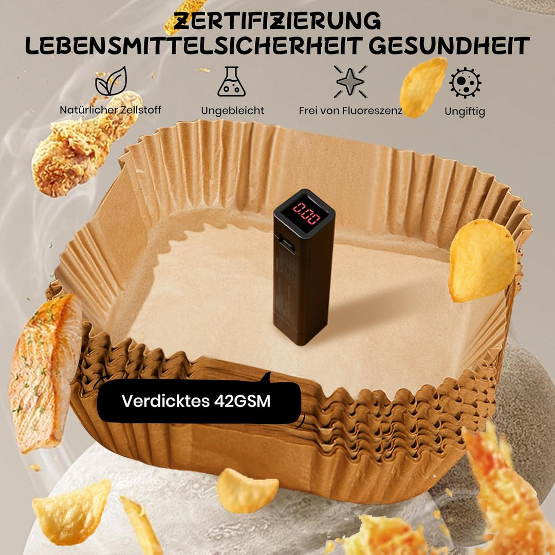 200 Stück Backpapier für Heissluftfritteuse,20-24CM Airfryer Backpapier Antihaft Wasserdicht Ölfest