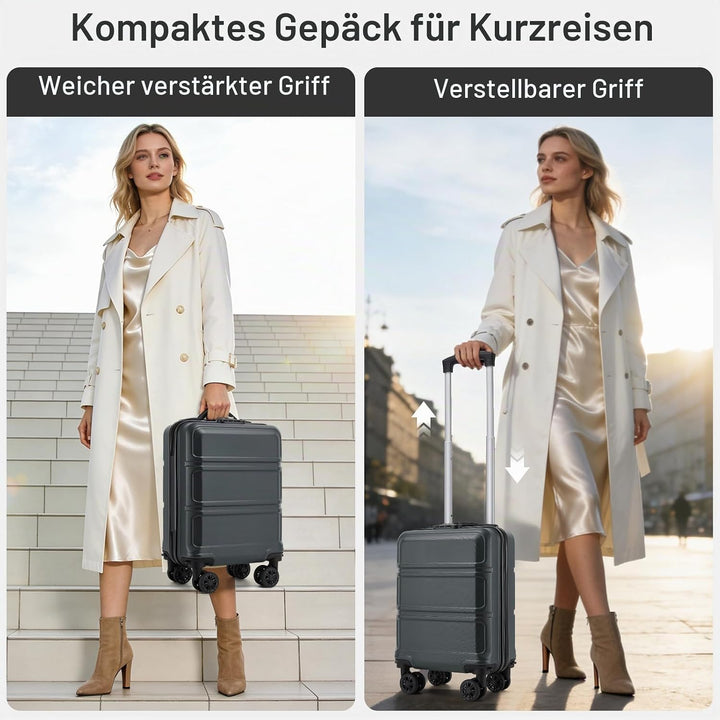 KONO Koffer Trolley Reisekoffer aus ABS+PC – Leichter Hartschalenkoffer mit 4 Zwillingsrollen und TS