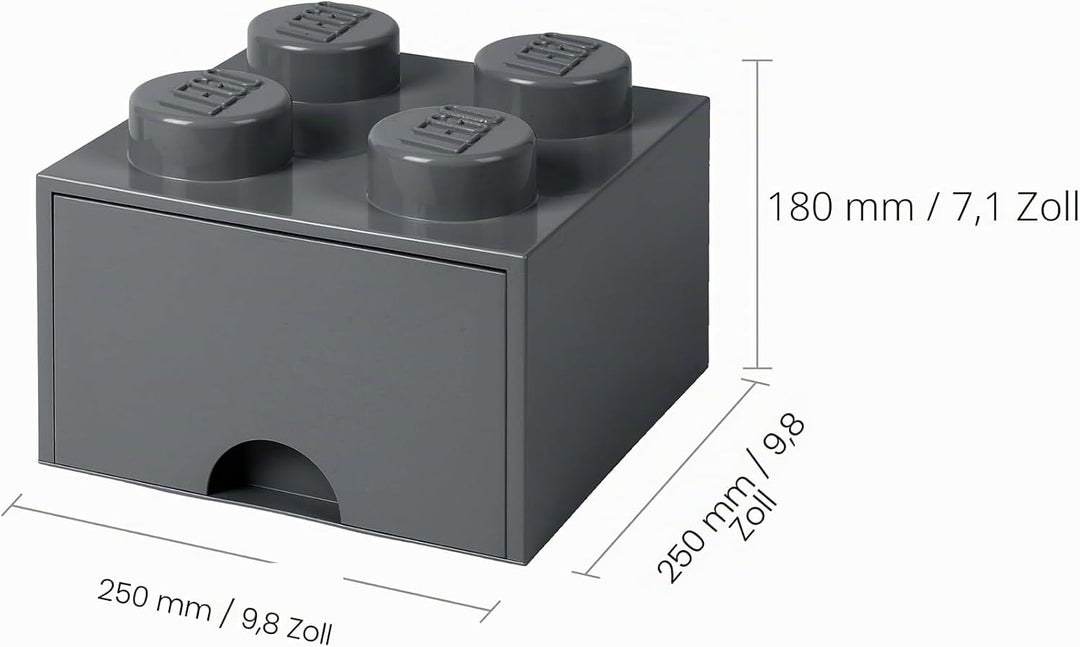 Room Copenhagen Lego Schublade 4 Noppen, 1 Fach, stapelbare Box, 4,7 l, Dunkegrau, 199-Dark Stone Gr