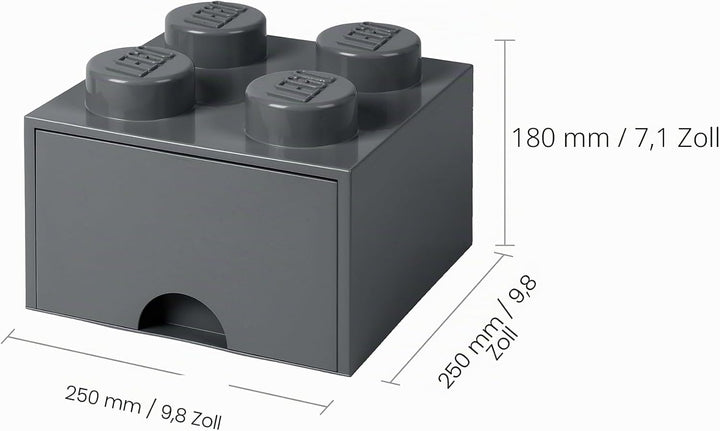 Room Copenhagen Lego Schublade 4 Noppen, 1 Fach, stapelbare Box, 4,7 l, Dunkegrau, 199-Dark Stone Gr
